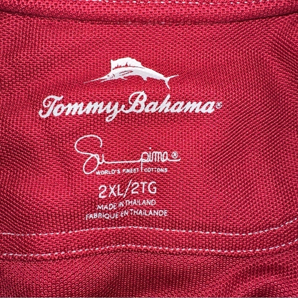 Tommy Bahama Mens Emfielder Polo Shirt Dark Wine Red 2XL Supima Cotton Golf - Picture 2 of 8